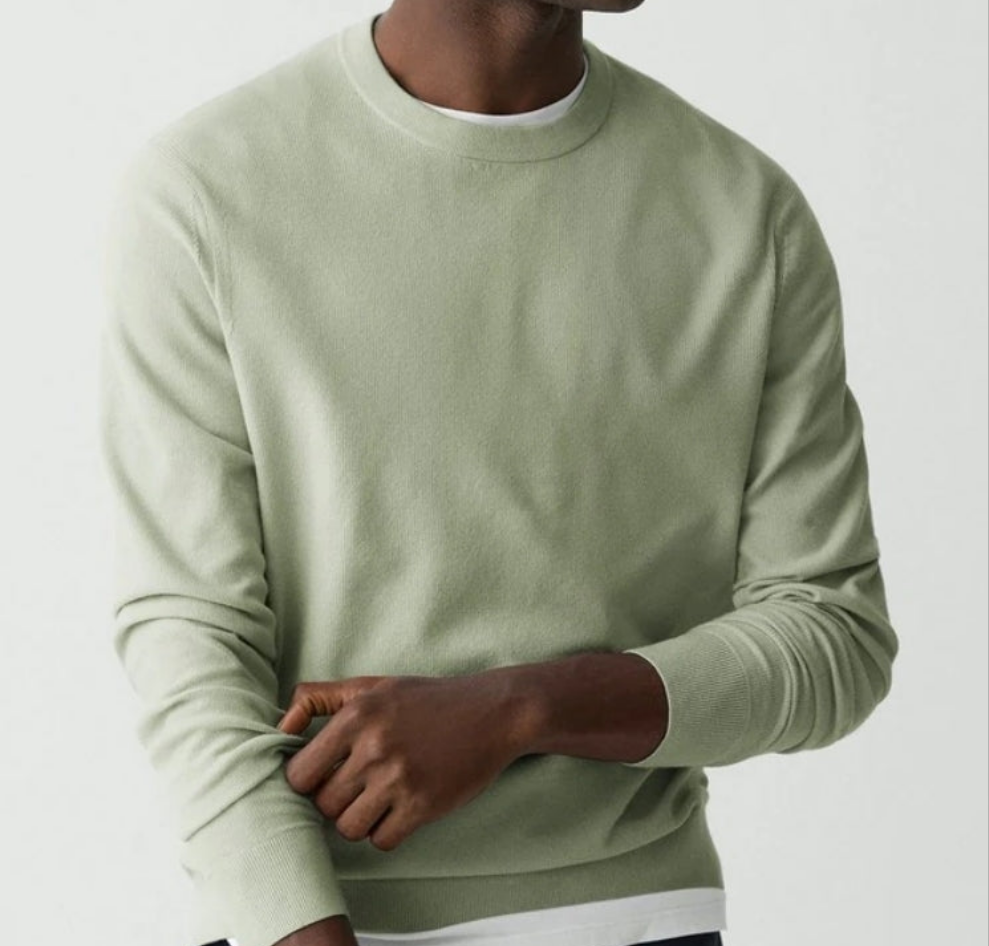 Theory Riland Crewneck Sweater in Light Bilen