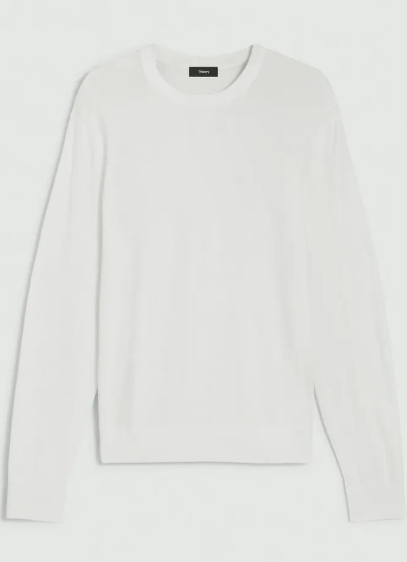 Theory Riland Crewneck Sweater in Light Bilen