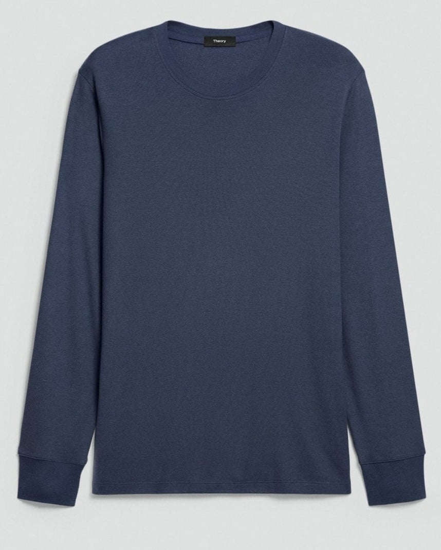 Theory Essential Long-Sleeve Tee in Anemone Modal Jersey