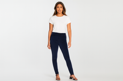 Generated image of Hispanic model in white t-shirt and dark jeans