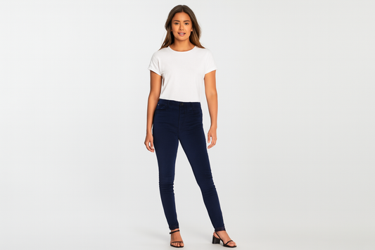 Generated image of Hispanic model in white t-shirt and dark jeans