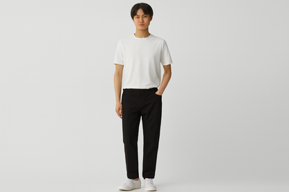 Generated image of Japanese male model in white t-shirt and black pants