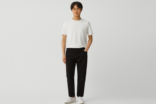 Generated image of Japanese male model in white t-shirt and black pants
